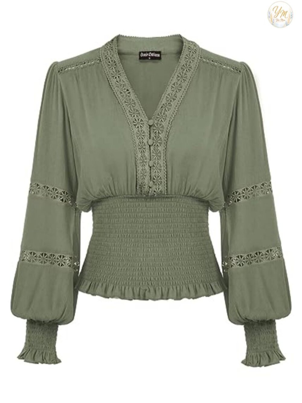 Women's Long Sleeve V-Neck Peasant Blouse Renaissance Top
